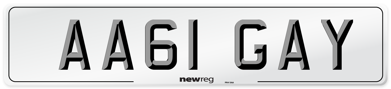 AA61 GAY Number Plate from New Reg